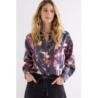 Tramontana Blouse Floral Checks Print Black